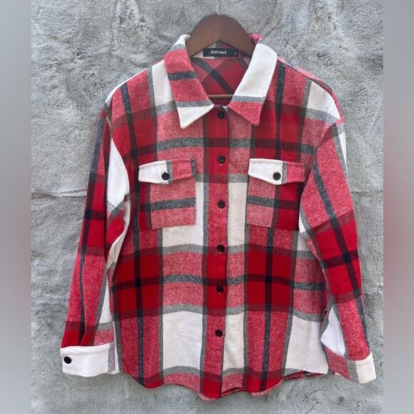 EUC Red and Black Plaid Woman’s Shirt by Automet Size Medium - Picture 1 of 6